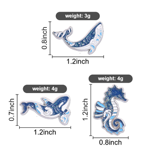 Ensemble de 3 broches émaillées animaux marins scintillants (baleine, orca, hippocampe) pour décorer les sacs à dos - Product Image 6