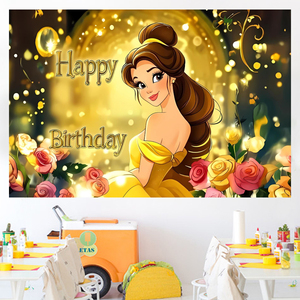 Sfondo Fotografico Principessa Belle 5*3ft 7*5ft per Baby Shower, Decorazioni per Feste di Compleanno per Bambine - Product Image 2