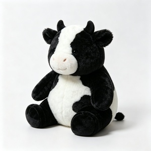 Peluche de vache mignonne et personnalisée, vache tachetée noire et blanche, animal de ferme minimaliste, vache à face ronde en peluche - Product Image 2