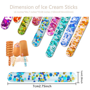 Palitos de Acrílico para Helados con Lentejuelas, Reutilizables, para Helados Caseros de Verano, Juego de 10, BG-LP, Venta al Por Mayor - Product Image 3