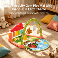 LK Toys Detachable Farm Animal Hanging Rattles Adjustable Arch Frame Multifunctional Foot Pedal Piano Baby Time Gym