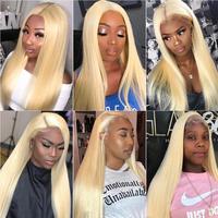 Peluca de Cabello Humano Liso con Frente de Encaje 613, Pelucas Frontales de Encaje 13x4, Pelucas Rubias con Frente de Encaje para Mujeres Negras, Cabello Humano Natural