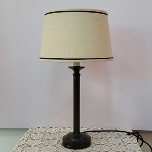 Modern Black Crack Finish LED Desk <strong>Lamp</strong> Electric Power Outlet New Style <strong>Drum</strong> Table <strong>Lamp</strong> Hotel Living Room Fabric Metal <strong>Shade</strong> - Product Image 2
