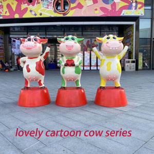 屋外のリビングサイズの庭の装飾等身大のグラスファイバー牛/雄牛/牛の像 - Product Image 3