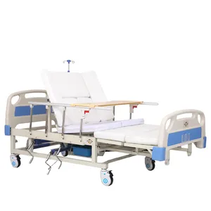 Factory price nursing home care bed electric medical bed prices 5 function patient hospital bed with petty commode for clinic