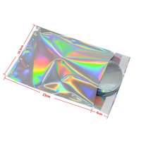 Enveloppes holographiques brillantes personnalisées avec logo, impression gravure laser arc-en-ciel métallique en aluminium, étanches pour l'expédition de vêtements