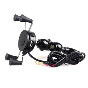 Soporte Para Celular דה Motocicleta 9V-30V אוניברסלי רכב קטנוע USB מטען טלפון סלולרי מחזיק הר X גריפ