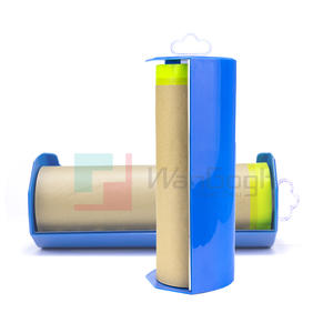 Rollo de papel de enmascarar de precinta acrílica con dispensador utilizado para cubrir y proteger superficies durante tareas de pintura - Product Image 5