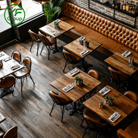 Ensemble de sièges en cuir PU pour restaurant commercial avec tables en marbre et chaises rembourrées pour café, bistrot, hôtel