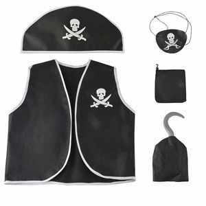 Conjunto de 7 Piezas de Ropa de Pirata para Niños, Artículos de Fiesta, Decoración, Conjunto de 5 Piezas de Accesorios de Cosplay para Halloween - Product Image 5