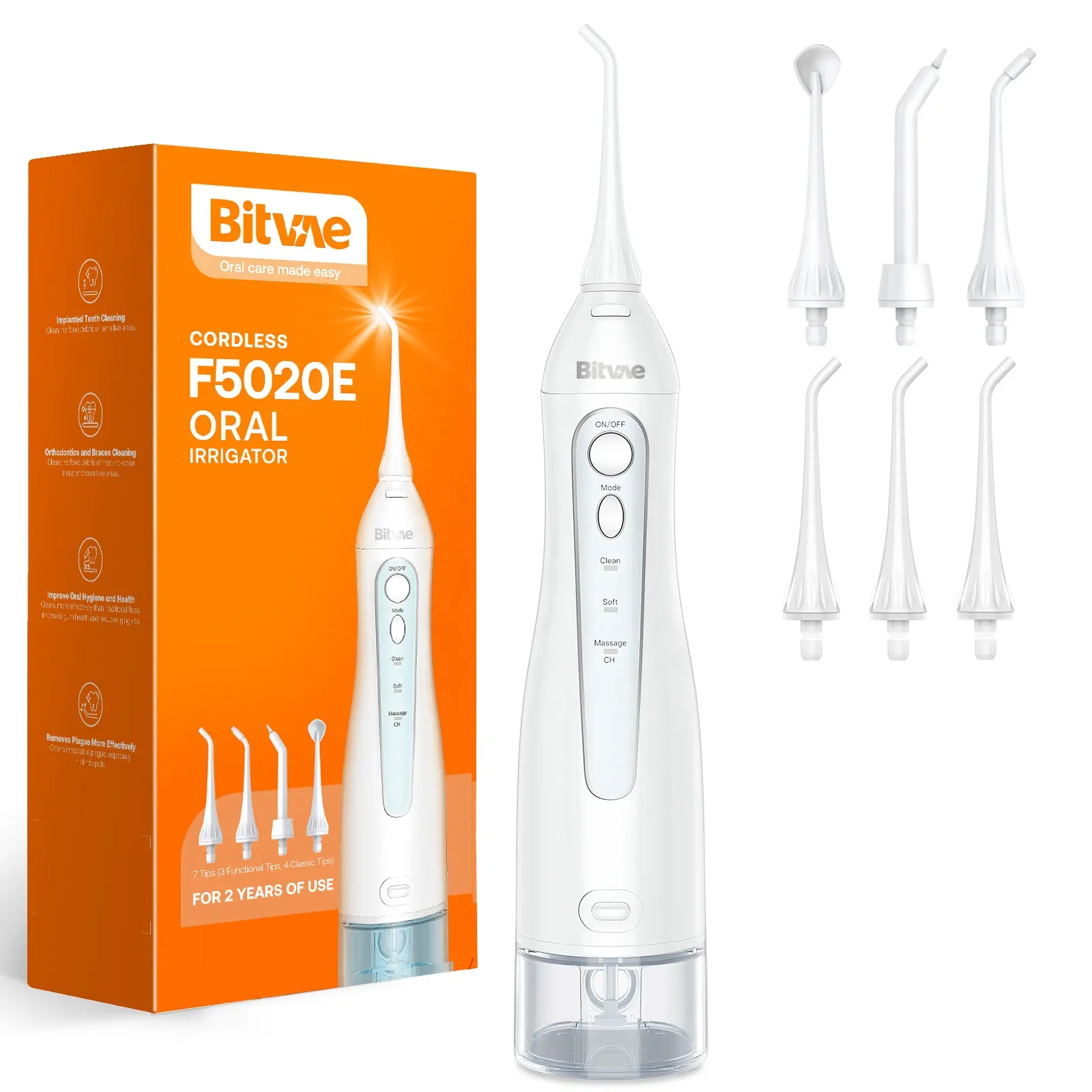 Bitvae BV F5020E taşınabilir akülü diş seyahat için IPX7 300ML Oral elektrikli Irrigator diş duşu Jet