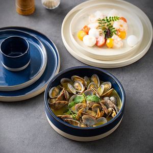 Japanese Style Round Reactive Glaze <b>Ceramic</b> <b>Plates</b> and Coffee Cup Set Beige <b>Ceramic</b> Tea Cups for Restaurant - Product Image 4