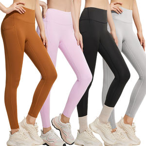 Legging de sport athlétique taille haute pour femme, séchage rapide, effet ventre plat, logo personnalisé, couleur unie, pour le jogging et le yoga - Product Image 4