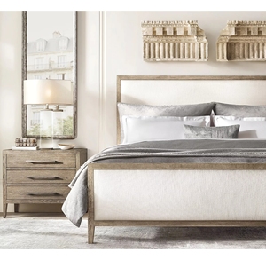 American Style Solid Wood Soft Bag Cloth <b>Double</b> <b>Bed</b> Simple Design Bedroom Hotel Villa Customizable Furniture - Product Image 1