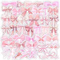 Autocollants décoratifs imperméables mignons et promotionnels avec nœuds roses pour valises et bouteilles d'eau