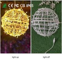 Guirnalda de Luces LED de Navidad con Bolas de Ratán de 20/30/40CM, IP65, Luces Decorativas para Exteriores, Árboles y Jardines