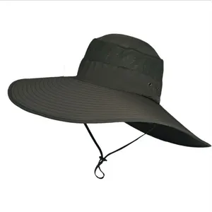 Outdoor Fishing Sunhat Wide Brim Man Breathable Mesh Fisherman Hat Sun UV Protection Shade Adjustable Bucket Hat