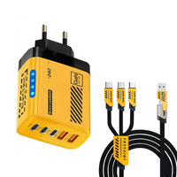 Chargeur USB-C GaN 240W avec câble, ensemble 3 en 1, 5 ports USB, charge rapide 240W, adaptateur secteur USB C, chargeur mural USB Type C QC3.0