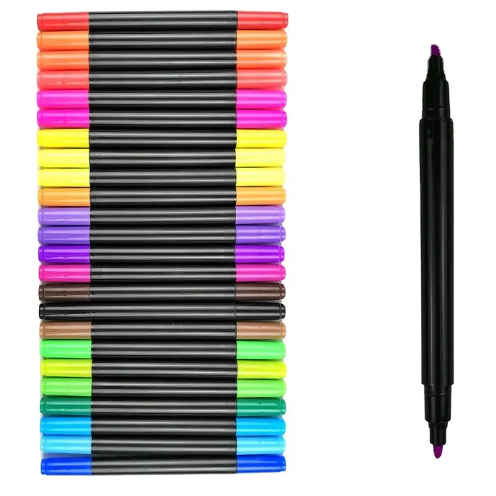 Dual Tips Chisel Point and Fine Point Tips Child Safe & Non-Toxic Permanent Colors Double-Ended Fabric Markers