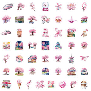 50 pièces dessin animé <span class=keywords><strong>japonais</strong></span> SAKURA Graffiti autocollants pour bagages téléphone décor <span class=keywords><strong>fleur</strong></span> de <span class=keywords><strong>cerisier</strong></span> Festival autocollant - Product Image 3