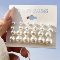 Boucles d'oreilles clous en perles acryliques, lot de 12 paires, tailles 6mm 8mm 10mm 12mm, imitation perle tendance pour présentation en magasin