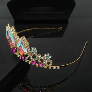 13CM <span class=keywords><strong>Vintage</strong></span> Cross Border aleación redonda cristal corona barroco moda sombreros fiesta pastel decoradores - Product Image 3