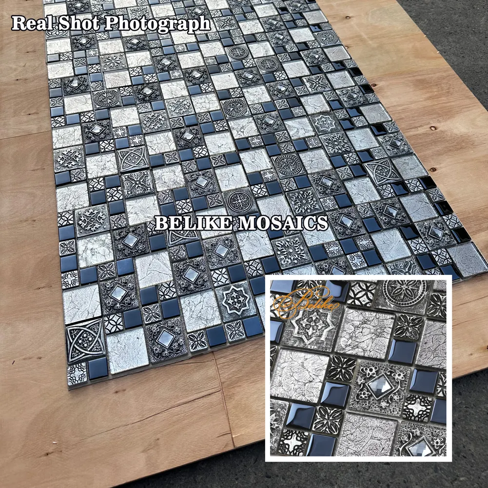 Retro Wall Covering Glass Mosaic Resin Vintage Style Home Decor Middle East Featured Back Space Grey Tone Back Splash