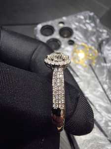 Beautiful Platinum Diamond <b>Ring</b> Elegant Minimal Band Engagement Wedding Jewelry Sparkling Look Gift Option - Product Image 6