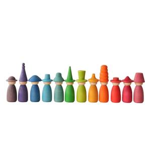 Giocattolo Educativo Montessori in Legno: Bambole Arcobaleno con Cappelli Intercambiabili, Gioco di Ruolo per Bambini, Abbinamento Colori e Impilamento per Bambini e Bambine - Product Image 1