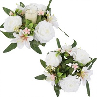 1 couronne de roses artificielles pour bougies de mariage, guirlande florale pour centre de table, fête, mur
