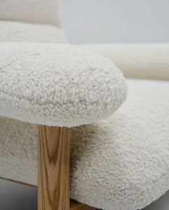 Fauteuil individuel style crème, moderne, tendance, fauteuil de relaxation pour salon et chambre, simple, en velours français - Product Image 6