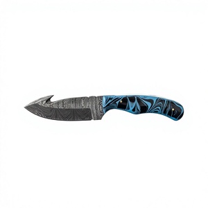 Couteaux Rajput à lame fixe en acier Damas, 20 cm, manche en bois Pakka, pour le camping et la survie - Product Image 1