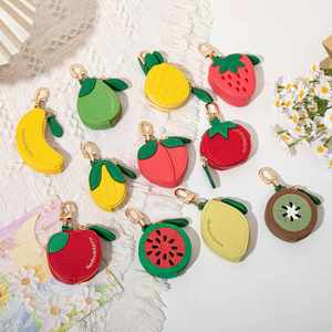 Porte-clés en cuir PU Série Fruits, Étui pour écouteurs, Porte-monnaie compact mignon, Breloque de sac décorative pour promotion - Product Image 3