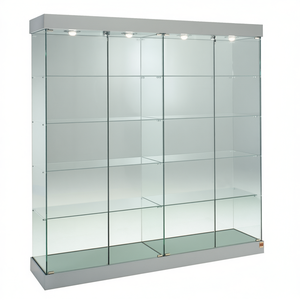 Vitrina Moderna de Vidrio 145x46x190 Cm Gris Claro con 4 Luces Halógenas y Puertas con Cerradura - Product Image 2