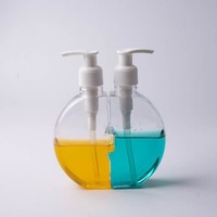 Bouteille de bain personnalisable PET mère-enfant, double pailles, vide, pour gel douche, nettoyant visage, forme cylindrique, pompe pulvérisatrice, finition mate