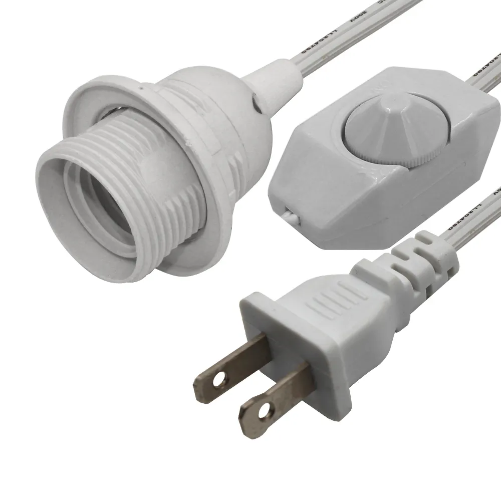 Wholesale USA Power Cord White 1.2m 303 And Himalayan E27 Bulb Cable Set With Salt Lamp E14 Holder Bases