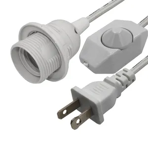 US Plug White Cable Hanging Lamp Holder <strong>Light</strong> <strong>Bulb</strong> <strong>Socket</strong> Set E27 With Switch Wall Lamp Power Extension Cord - Product Image 1