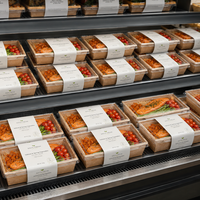 Kraftpapier-Salatschüssel mit PET-Deckel PE-Beschichtung Einweg-Lebensmittelbehälter Sushi-Tablett Takeaway-Box OEM Kundenspezifischer Großhandel