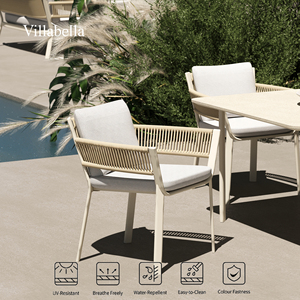 Muebles de exterior de lujo Patio <span class=keywords><strong>Sillas</strong></span> de comedor y mesa de aluminio Juego de jardín para restaurante de hotel - Product Image 2