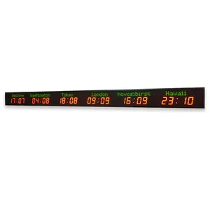 LED Timer World Clock Multi Function Wall Clock 6 Time Zone City Wall Mounted Clocks