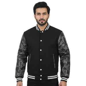 Blouson universitaire OEM pour homme en tissu tissé respirant sans coutures avec col à capuche, style long et décontracté, idéal pour les saisons printemps-hiver - Product Image 1
