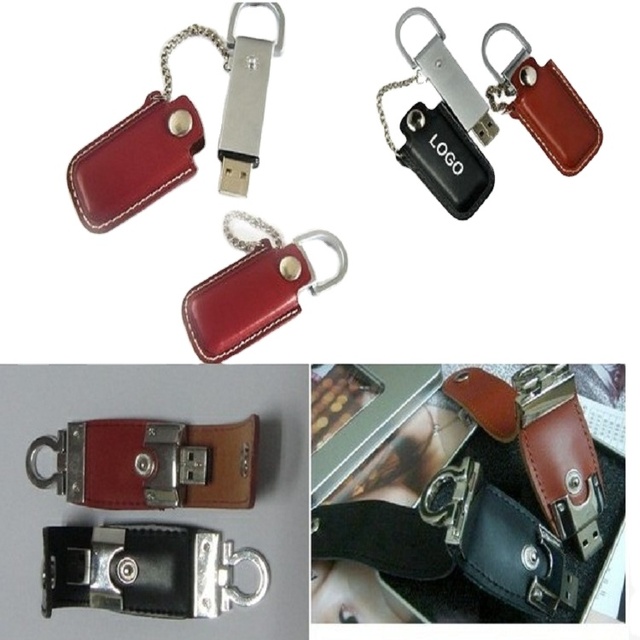 Fashion Leather Pu 2GB 4GB 128GB Usb Flash Drive Key Chain Pendrives Gift U Disk with CE FCC Certification