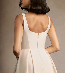 Custom Fashionable Summer Ivory Color Ladies Sexy Elegant <strong>White</strong> a Line Casual Pleated Midi Evening Party <strong>Dresses</strong> Women - Product Image 4