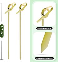 Brochettes en bambou vert naturel nouées avec long manche, qualité alimentaire, style coréen, pour grillades au charbon de bois, fournitures de fête en gros