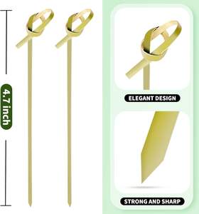 <span class=keywords><strong>Pinchos</strong></span> de bambú de 4,7 pulgadas de largo, 200 Uds., palillos de cóctel, palillos de dientes para <span class=keywords><strong>aperitivos</strong></span>, nudo decorativo, palitos de bambú para bebidas de fiesta - Product Image 6