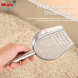 Pelle à litière pour chat moderne en acier inoxydable avec long manche antiadhésif rapide tamisage pelle à litière pour animaux de compagnie pour usage domestique - Product Image 6