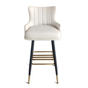 Tabouret de <span class=keywords><strong>bar</strong></span> de luxe en cuir PU avec pieds en métal noir doré, pour café, maison, cuisine, bureau, restaurant - Product Image 5