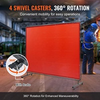 Rideau de soudage mobile 6x8 pieds, rideau industriel en vinyle ignifuge avec cadre et roues pivotantes