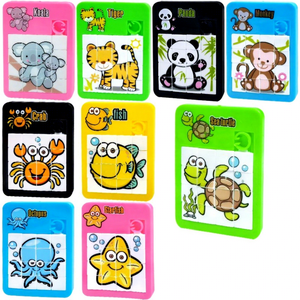 Jeu éducatif classique Montessori coloré, puzzle en bois avec grille de mots coulante miniature en plastique, 12 pièces, jouets pour enfants - Product Image 3