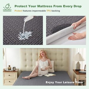 <span class=keywords><strong>Housse</strong></span> de <span class=keywords><strong>matelas</strong></span> anti-punaises 100% imperméable, poche profonde de 6 à 18 pouces, tissu respirant 3D en bambou, protège-<span class=keywords><strong>matelas</strong></span> blanc, gris - Product Image 3